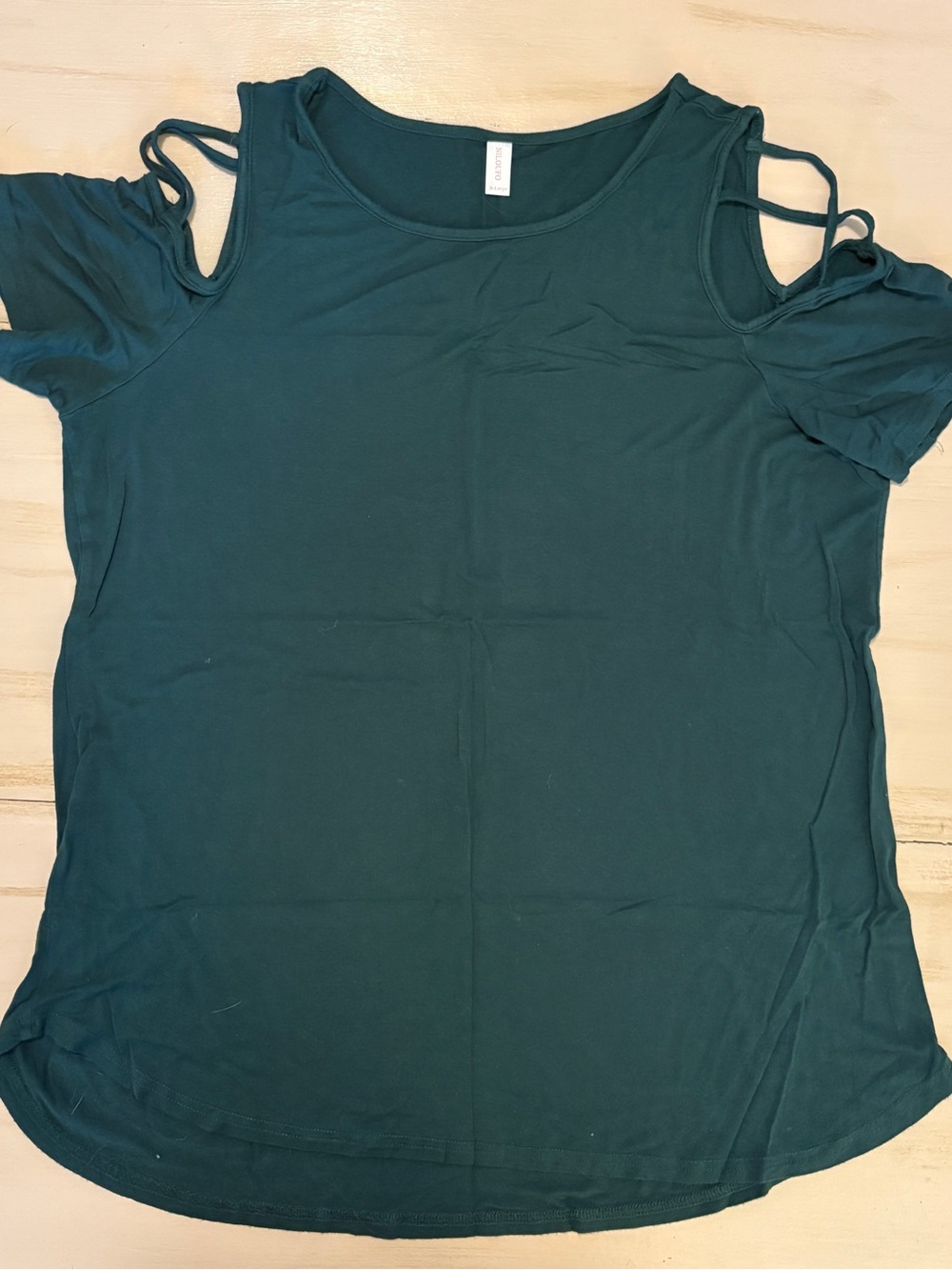 Women's Cold-Shoulder Tee in Deep Teal - Lightweight Short Sleeve